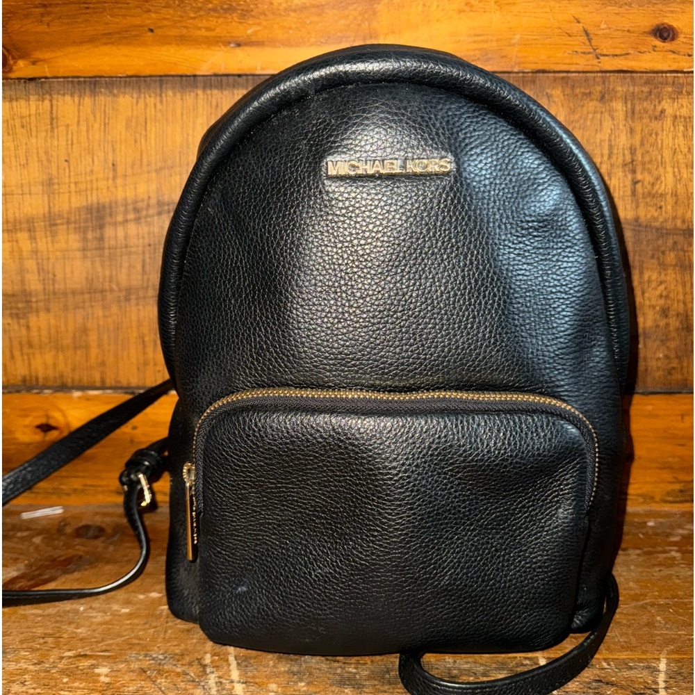 Black Michael Kors Erin Medium Pebbled Leather Backpack